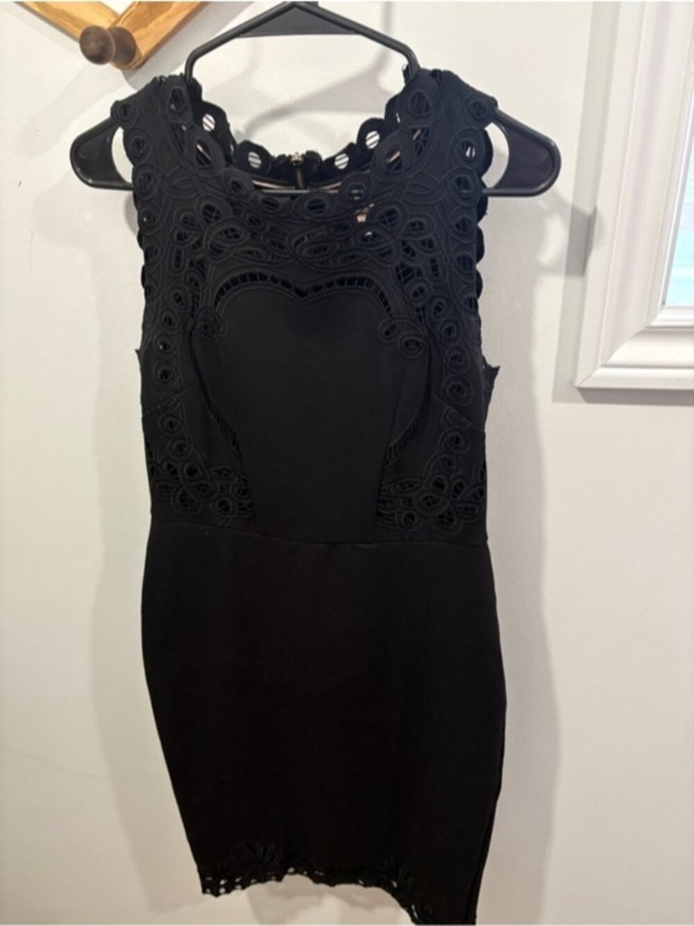 Ted Baker "Verony" black ponte embroidered sleeveless skater dress